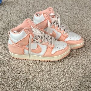 Nike Women's High-Top Sneakers - Peach and White